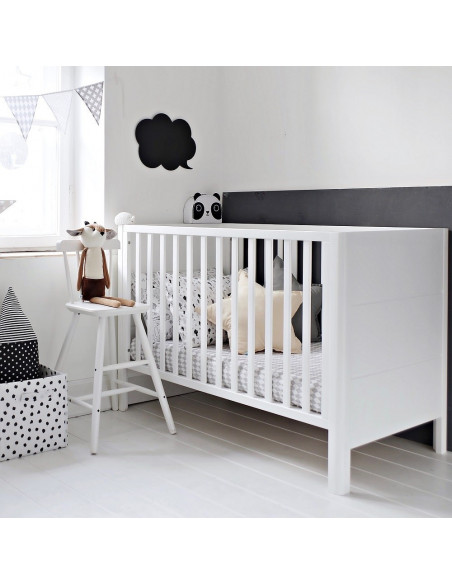 Patut bebe din lemn masiv, Smooth Alb, 120 x 60