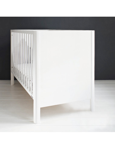 Patut bebe din lemn masiv, Smooth Alb, 120 x 60