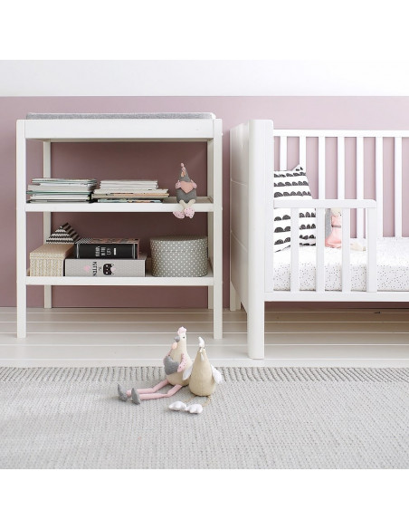 Patut bebe din lemn masiv, Smooth Alb, 120 x 60