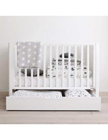 Patut bebe din lemn masiv, Smooth Alb, 120 x 60