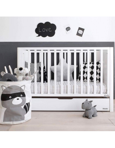 Patut bebe din lemn masiv, Smooth Alb, 120 x 60