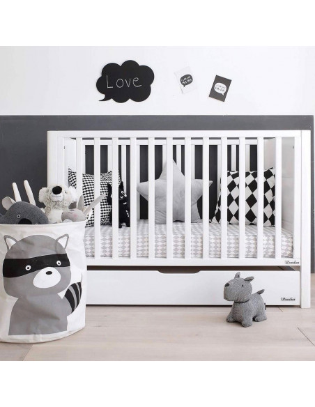 Patut bebe din lemn masiv, Smooth Alb, 120 x 60