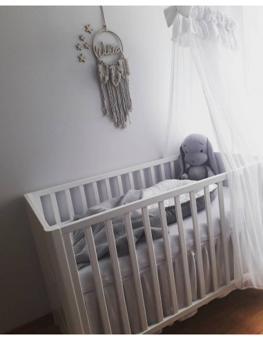 Patut bebe din lemn masiv, Smooth Alb, 120 x 60