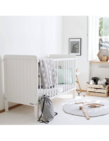 Patut bebe din lemn masiv, Country Alb, 120 x 60