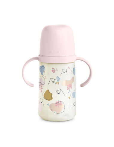 UP-8426420087025,Cana cu muștiuc din silicon, 270 ml, Bears, roz, Suavinex