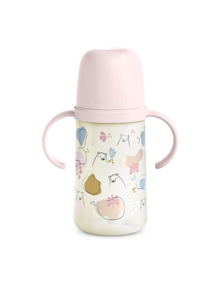 UP-8426420087025,Cana cu muștiuc din silicon, 270 ml, Bears, roz, Suavinex