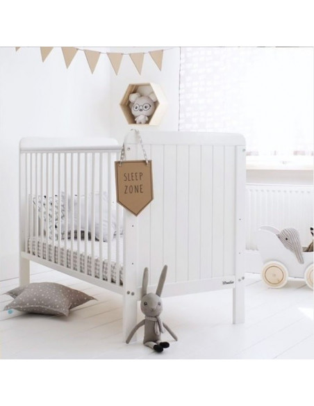 Patut bebe din lemn masiv, Country Alb, 120 x 60