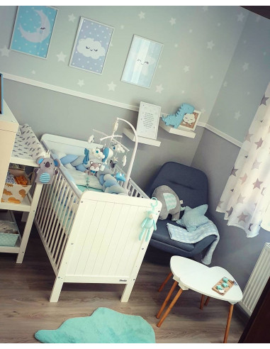 Patut bebe din lemn masiv, Country Alb, 120 x 60