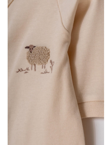 UP-BC-CSY8181-3,Set 2 salopete lungi, Lamb, BabyCosy, 100% bumbac organic (Marime: 3-6 Luni)