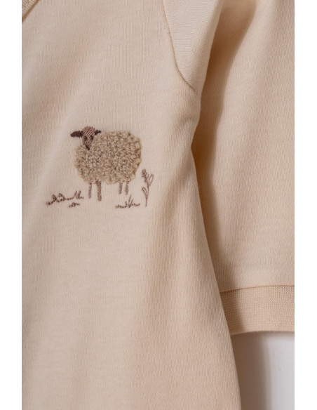 UP-BC-CSY8181-3,Set 2 salopete lungi, Lamb, BabyCosy, 100% bumbac organic (Marime: 3-6 Luni)