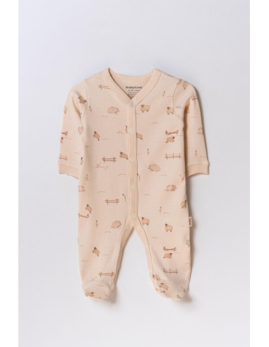 UP-BC-CSY8181-3,Set 2 salopete lungi, Lamb, BabyCosy, 100% bumbac organic (Marime: 3-6 Luni)