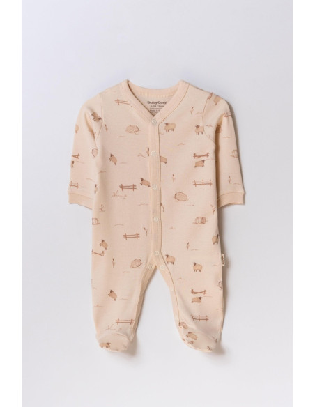 UP-BC-CSY8181-3,Set 2 salopete lungi, Lamb, BabyCosy, 100% bumbac organic (Marime: 3-6 Luni)
