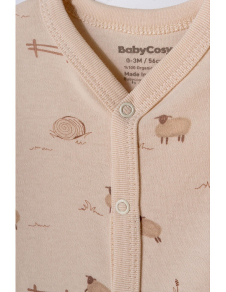 UP-BC-CSY8181-3,Set 2 salopete lungi, Lamb, BabyCosy, 100% bumbac organic (Marime: 3-6 Luni)