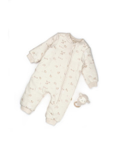 UP-BC-CSY8187-6,Salopeta cu fermoar, Lamb, BabyCosy, 100% bumbac organic (Marime: 6-12 Luni)