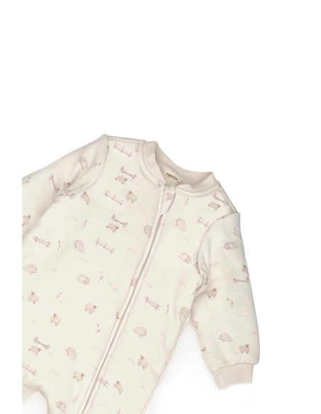 UP-BC-CSY8187-6,Salopeta cu fermoar, Lamb, BabyCosy, 100% bumbac organic (Marime: 6-12 Luni)