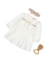 UP-BC-CSY8161-3,Set rochita cu bentita, Bow, BabyCosy, 100%bumbac organic, Stone, Diverse marimi