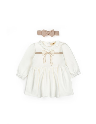 UP-BC-CSY8161-3,Set rochita cu bentita, Bow, BabyCosy, 100%bumbac organic, Stone, Diverse marimi