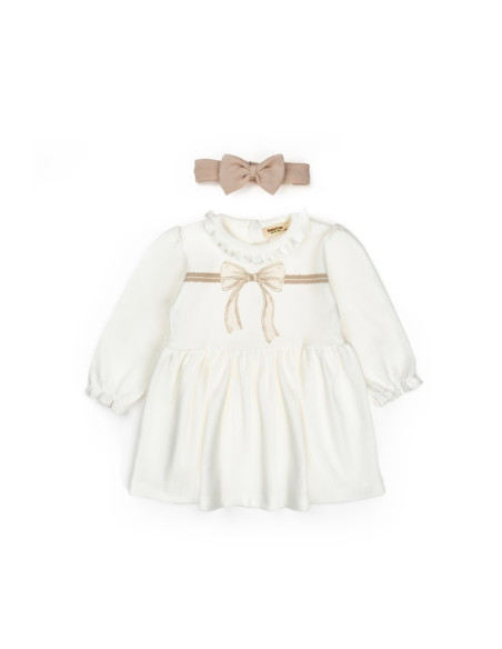 UP-BC-CSY8161-3,Set rochita cu bentita, Bow, BabyCosy, 100%bumbac organic, Stone, Diverse marimi