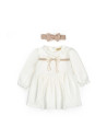 UP-BC-CSY8161-3,Set rochita cu bentita, Bow, BabyCosy, 100%bumbac organic, Stone, Diverse marimi