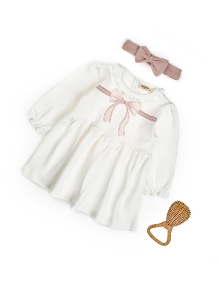 UP-BC-CSY8162-3,Set rochita cu bentita, Bow, BabyCosy, 100%bumbac organic, Powder, Diverse marimi