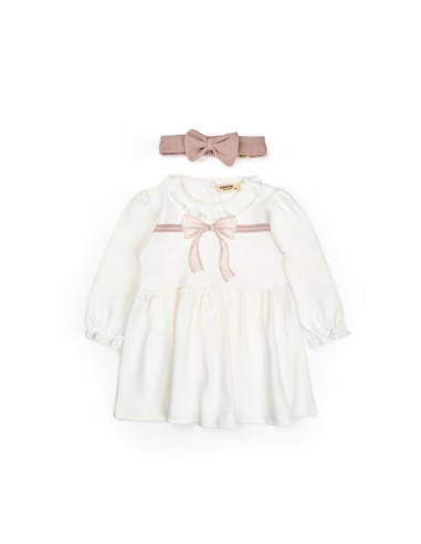 UP-BC-CSY8162-3,Set rochita cu bentita, Bow, BabyCosy, 100%bumbac organic, Powder, Diverse marimi