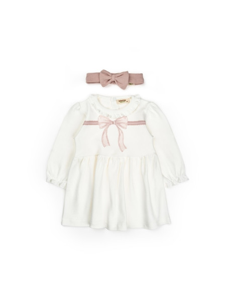 UP-BC-CSY8162-3,Set rochita cu bentita, Bow, BabyCosy, 100%bumbac organic, Powder, Diverse marimi