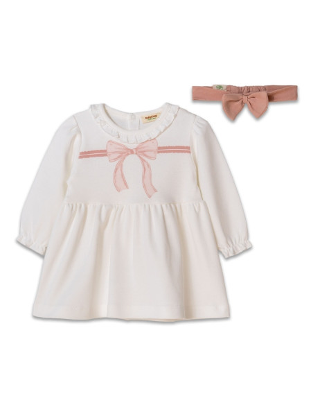 UP-BC-CSY8162-3,Set rochita cu bentita, Bow, BabyCosy, 100%bumbac organic, Powder, Diverse marimi