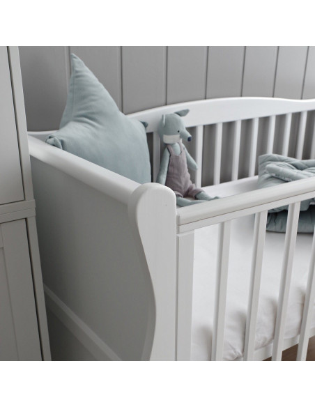 Patut bebe din lemn masiv, Noble Alb, 120 x 60