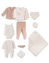 UP-BC-CSY8170,Set de 10 piese pentru nou nascut, Bow, powder, 100% bumbac organic, BabyCosy