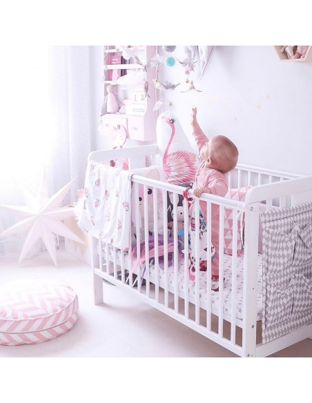 Patut din lemn masiv, pentru bebe Star Baby Alb cu Saltea cocos