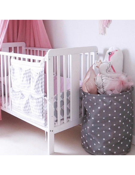 Patut din lemn masiv, pentru bebe Star Baby Alb cu Saltea cocos