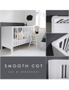 Patut din lemn masiv, pentru bebe Smooth Alb cu Saltea cocos