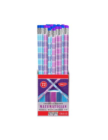 Set 72 creioane negre cu tabla inmultirii Daco, Motiv matematician
