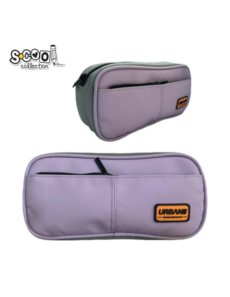 SC2882,Penar borseta Urban, 2 fermoare, PURPLE, 21.5x6.5x10.5 cm - S-COOL