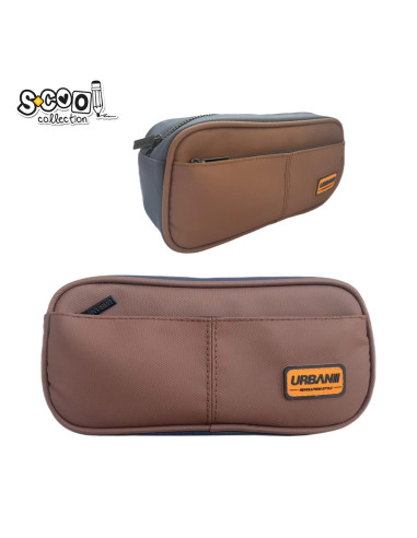 SC2885,Penar borseta Urban, 2 fermoare, BROWN, 21.5x6.5x10.5 cm - S-COOL