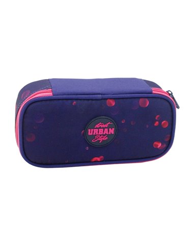 Penar etui cu 1 fermoar S-COOL SC3187, 23 x 11 x 6 cm, Motiv urban, Bubbles