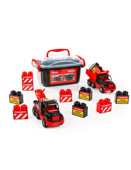 ROB-57143,Set masinute si cuburi constructii - Mammoet, 28.5x19.5x15.5 cm, Polesie