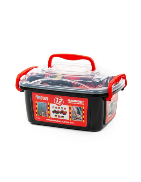 ROB-57143,Set masinute si cuburi constructii - Mammoet, 28.5x19.5x15.5 cm, Polesie