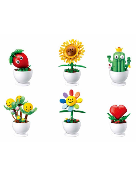 ROB-M38-B1073,Set de constructie Flowers, 6 modele/display, Plante in ghiveci - Sluban