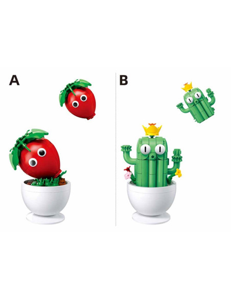 ROB-M38-B1073,Set de constructie Flowers, 6 modele/display, Plante in ghiveci - Sluban