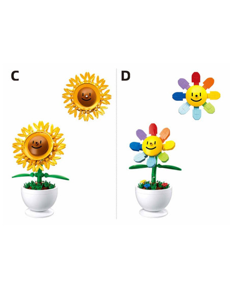 ROB-M38-B1073,Set de constructie Flowers, 6 modele/display, Plante in ghiveci - Sluban