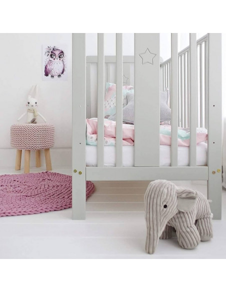 Patut bebe din lemn masiv, Star Baby Gri, 120 x 60