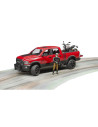 BR02502,Bruder - Masina De Teren Ram 2500 Cu Motocicleta Scrambler Ducati Desert Si Sofer