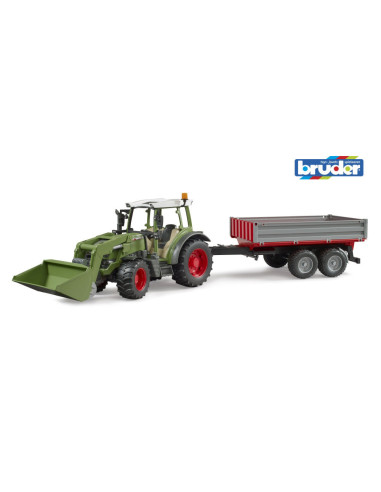 BR02182,Bruder tractor Fendt Vario 211 cu incarcator frontal si remorca