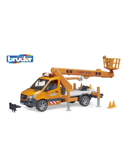BR02679,Bruder sprinter Mercedes Benz cu sirena si platforma