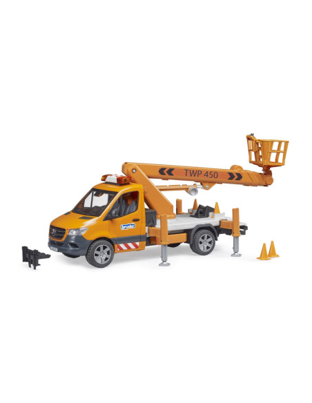 BR02679,Bruder sprinter Mercedes Benz cu sirena si platforma
