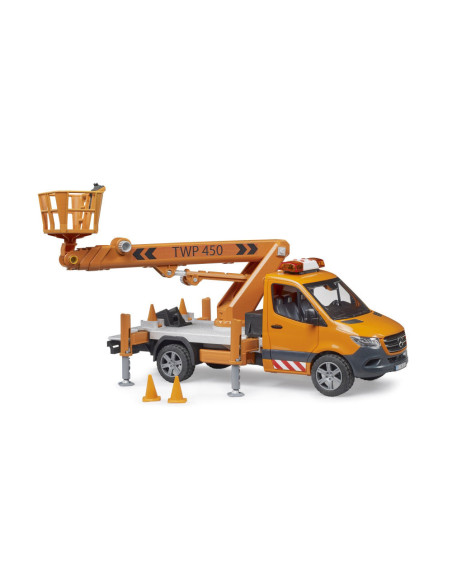 BR02679,Bruder sprinter Mercedes Benz cu sirena si platforma