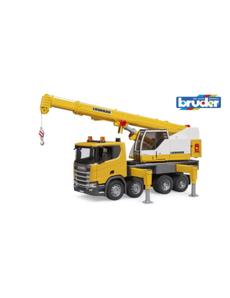 BR03571,Bruder camion cu macara Scania Super 560R Liebherr cu lumini si sunete