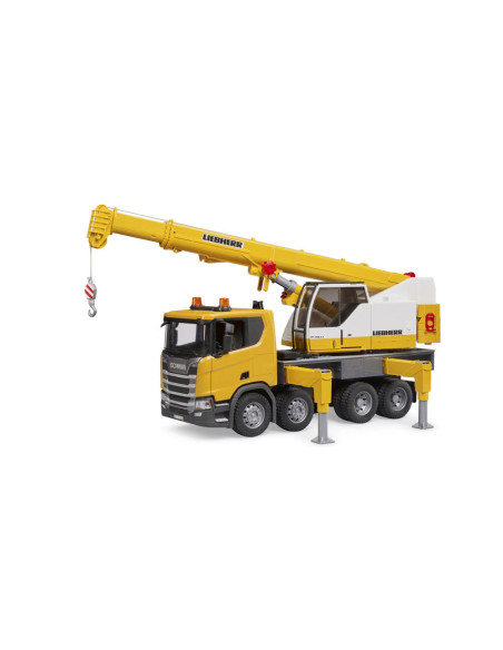BR03571,Bruder camion cu macara Scania Super 560R Liebherr cu lumini si sunete
