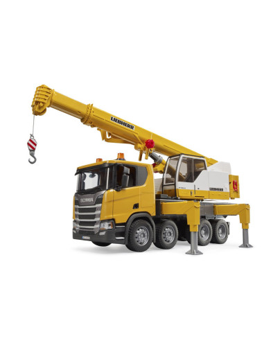 BR03571,Bruder camion cu macara Scania Super 560R Liebherr cu lumini si sunete
